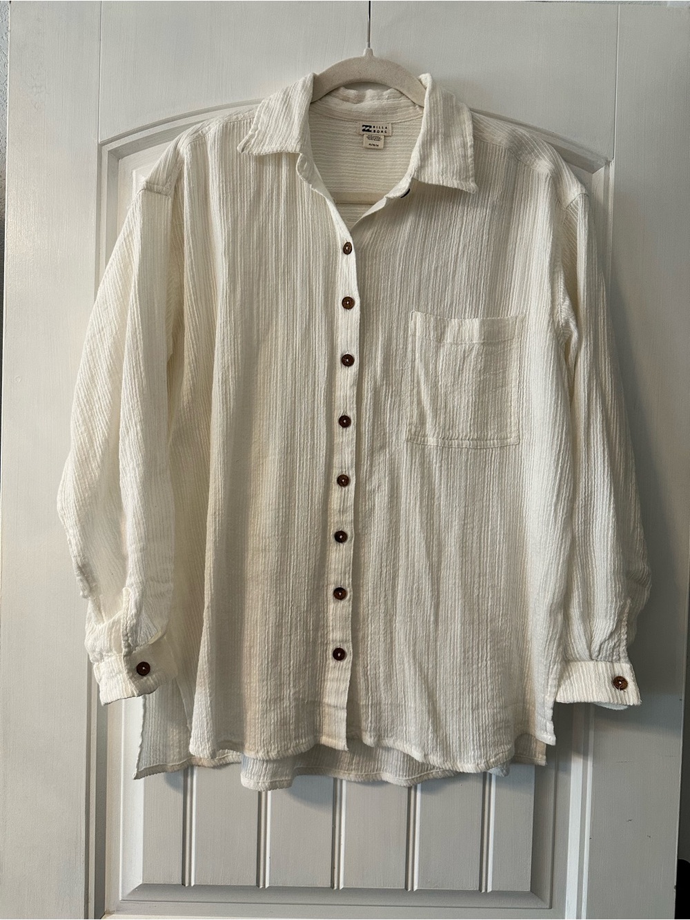 Billabong Off-White Textured Linen Button Up Shirt
